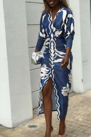 Eva | Sun Escape Unique Print Dolman Midi Dress