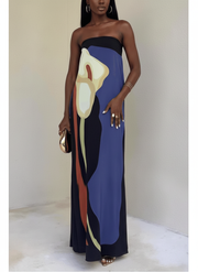 Joan | Coastal Chic Strapless Printed Maxi Party Dress