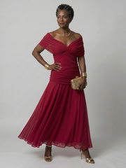 Calen | Off Shoulder Flow Midi Dress