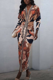 Eva | Sun Escape Unique Print Dolman Midi Dress