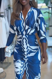 Eva | Sun Escape Unique Print Dolman Midi Dress