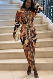 Eva | Sun Escape Unique Print Dolman Midi Dress