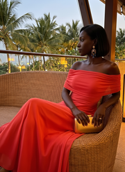 June | Off Shoulder Draped Midi Dress