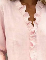 Audrey™ | Blouse with Ruffles, V-Neck and Long Sleeves