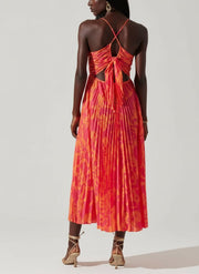 Heather | Coastal Chic Elegant Floral Print Pleats Midi Dress Collection