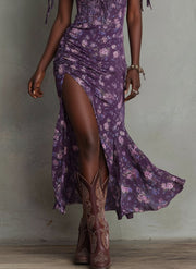 Wendy | Boho Floral Puff-Sleeve Midi Dress