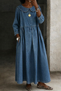 Clara | Peter Pan Collar Denim Dress
