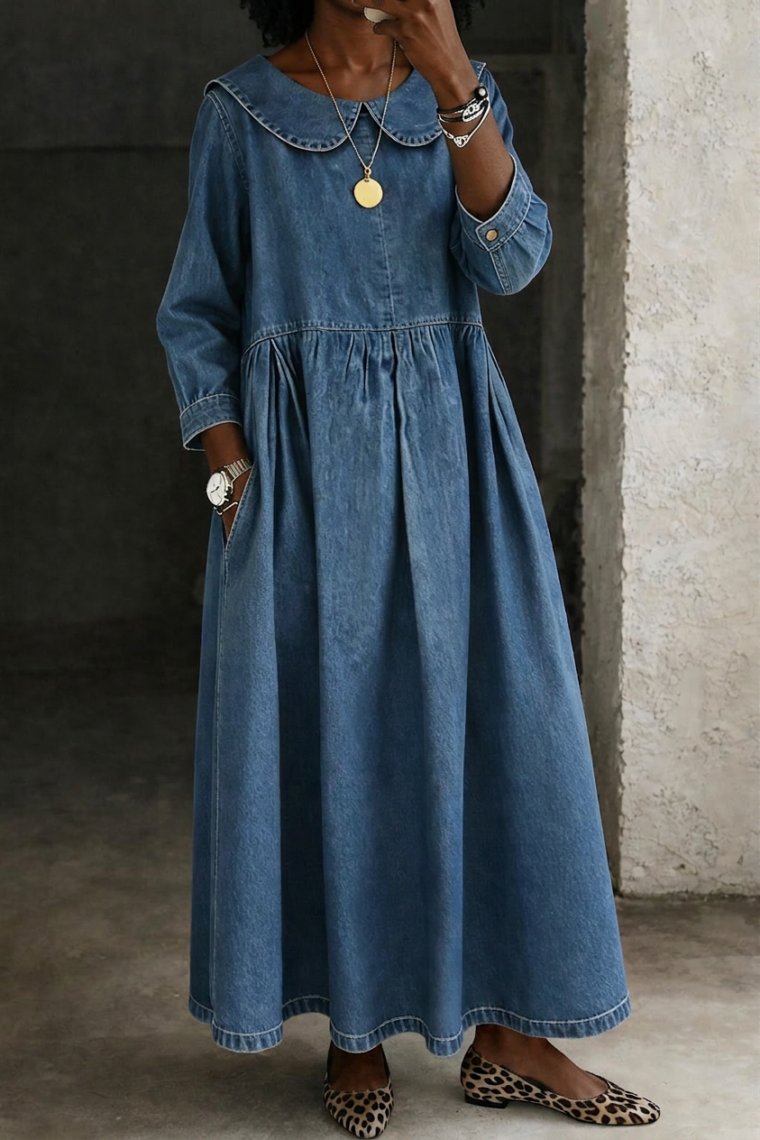 Clara | Peter Pan Collar Denim Dress