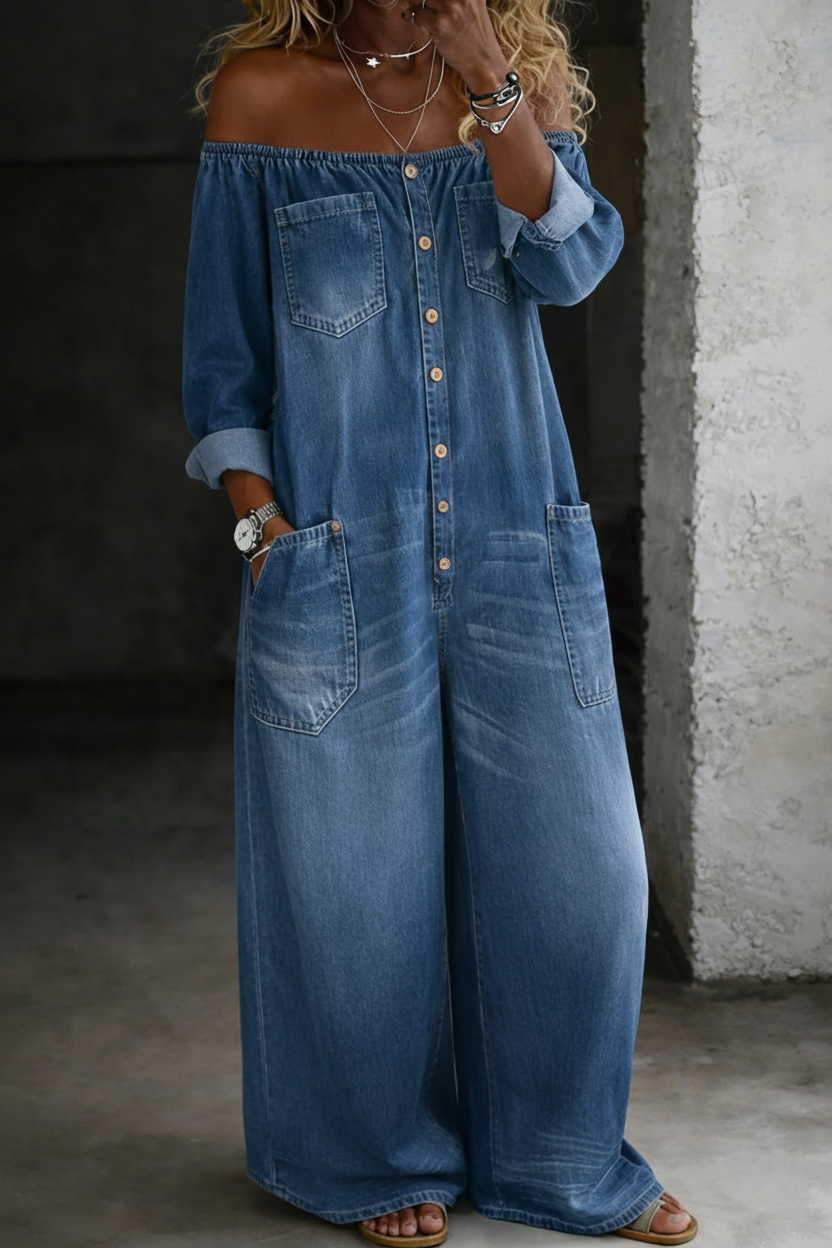 Elena | Off Shoulder Long Sleeve Jumpsuit