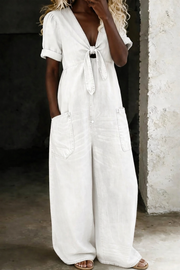 Maya | V Neck Short Sleeve Jumpsuit