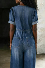 Maya | V Neck Short Sleeve Jumpsuit