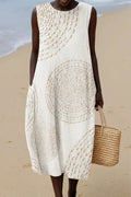 ELARA™ | CASUAL DRESS WITH MOULOS PRINT
