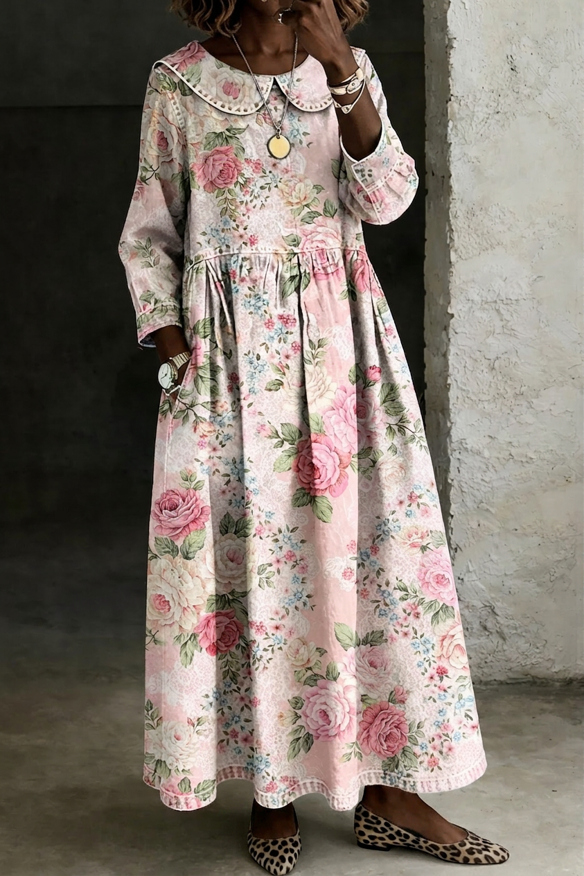 Brooklyn | Floral Collar Denim Dress