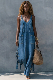 Harper | Elastic Waist Denim Jumpsuit