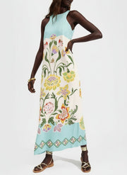 Ava | Resort Sunshine Floral Print Sleeveless Midi Dress