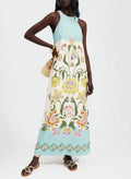 Ava | Resort Sunshine Floral Print Sleeveless Midi Dress