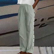 VIEENA – STRIPED BUTTON-ACCENT PANTS