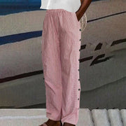 VIEENA – STRIPED BUTTON-ACCENT PANTS