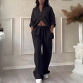 Farae - Luxe Cotton & Linen Ensemble – Shirt & Trousers Set