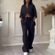 Farae - Luxe Cotton & Linen Ensemble – Shirt & Trousers Set