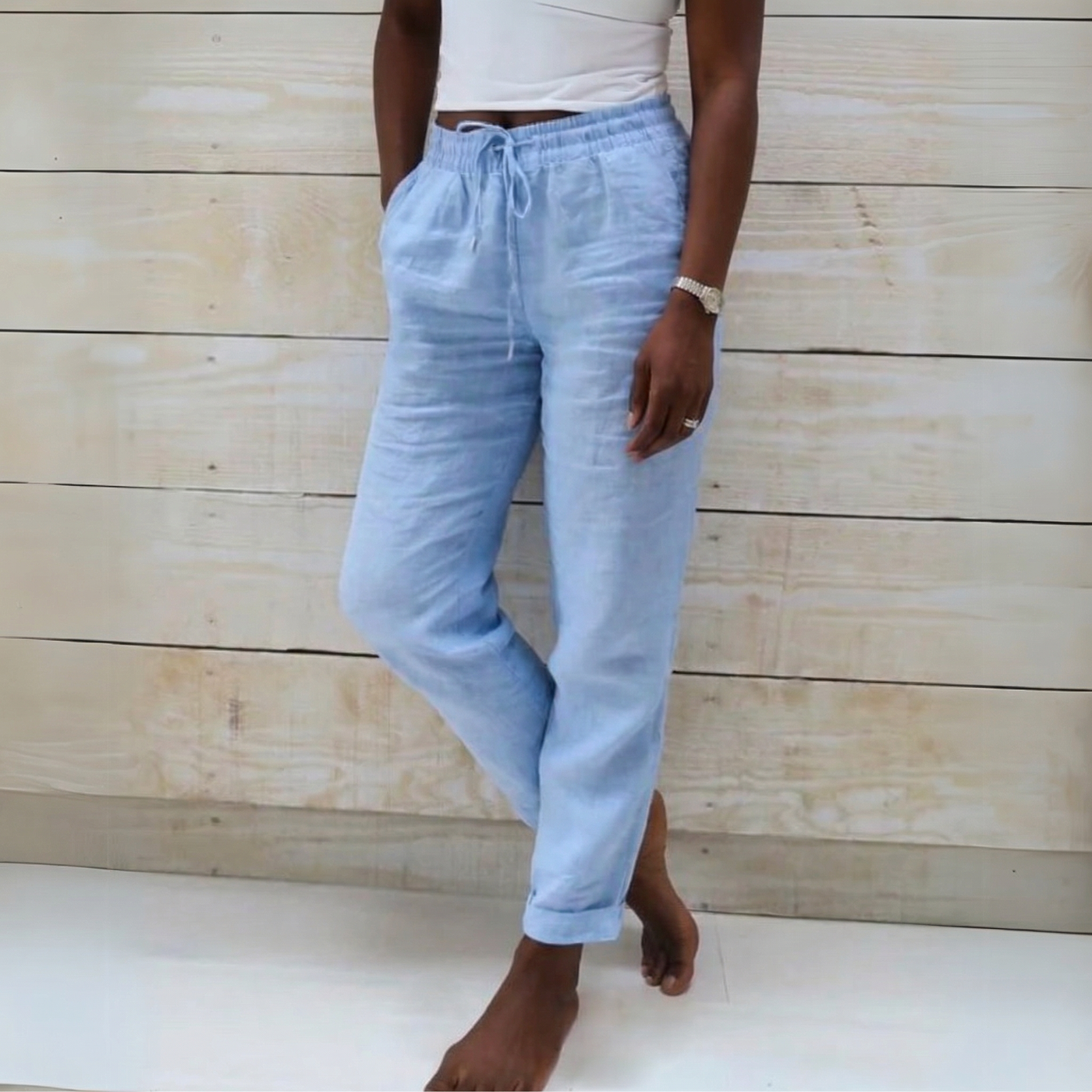 Alison - Luxe Cotton-Linen Tailored Trousers