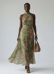 Mirelle | Gathered Halter Midi Dress