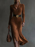 Elanore | Faux Suede Midi Dress