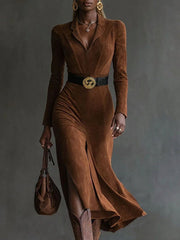 Elanore | Faux Suede Midi Dress