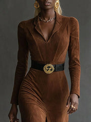 Elanore | Faux Suede Midi Dress