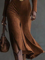 Elanore | Faux Suede Midi Dress
