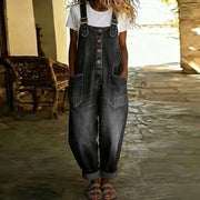 Mae | Vintage Soft Cotton Denim-Look Overalls with Adjustable straps