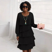 Margaret | Elegant Comfort Ruffle Dress Long Sleeve