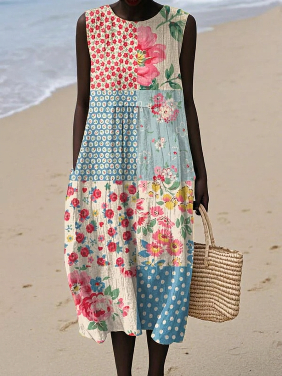 Anna™ Patchwork Midi Dress