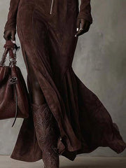 Jess | Suede Dress with Belt and Zipper