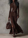 Jessy | Suede Dress with Belt and Zipper