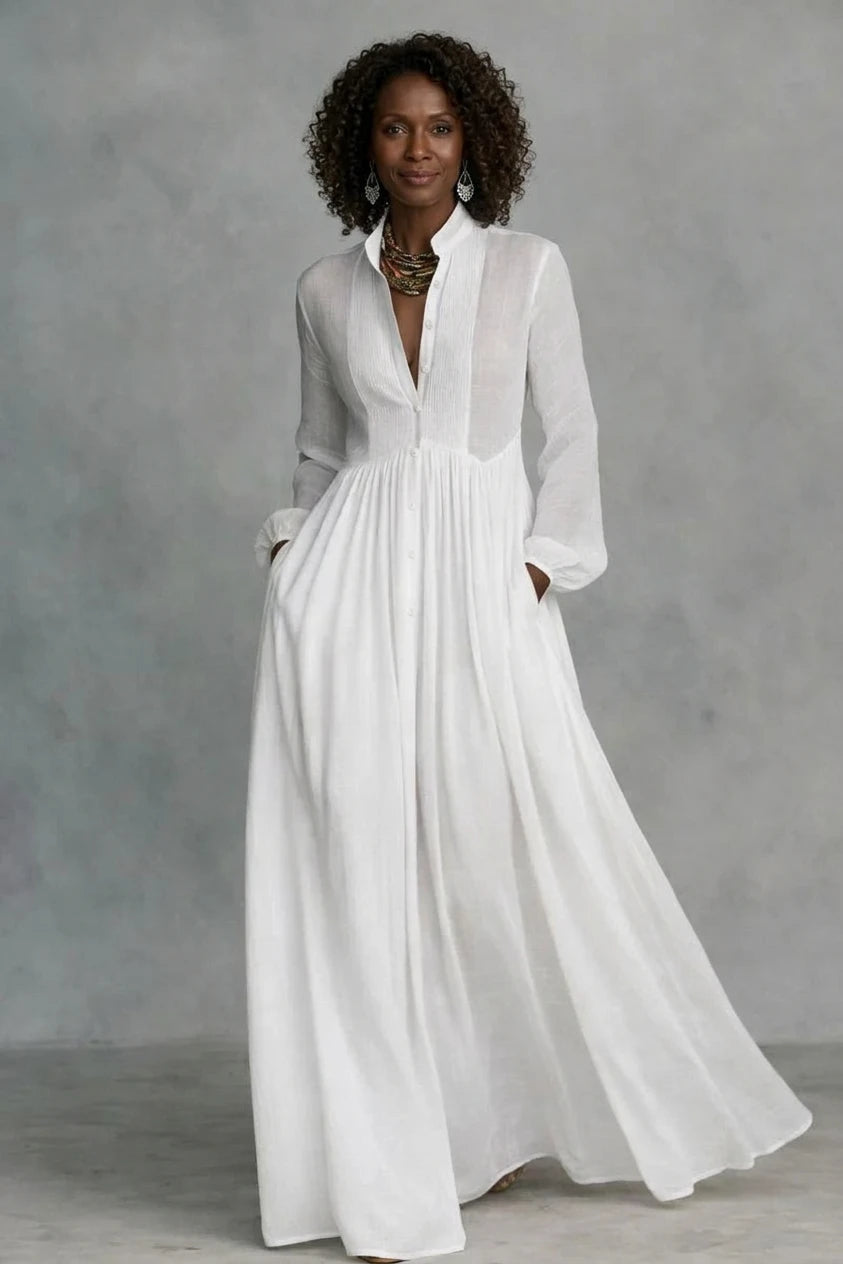 Serena | Flowing Button-Front Maxi Dress