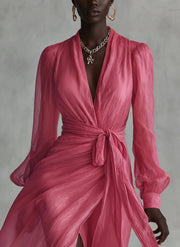 Beatrice | Elegant Chiffon V-neck Tie-waist Long Dress