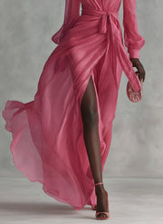 Beatrice | Elegant Chiffon V-neck Tie-waist Long Dress