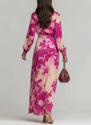 Julia | Rose Floral V-Neck Belted Maxi Dress