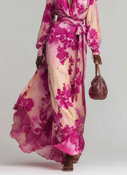 Julia | Rose Floral V-Neck Belted Maxi Dress