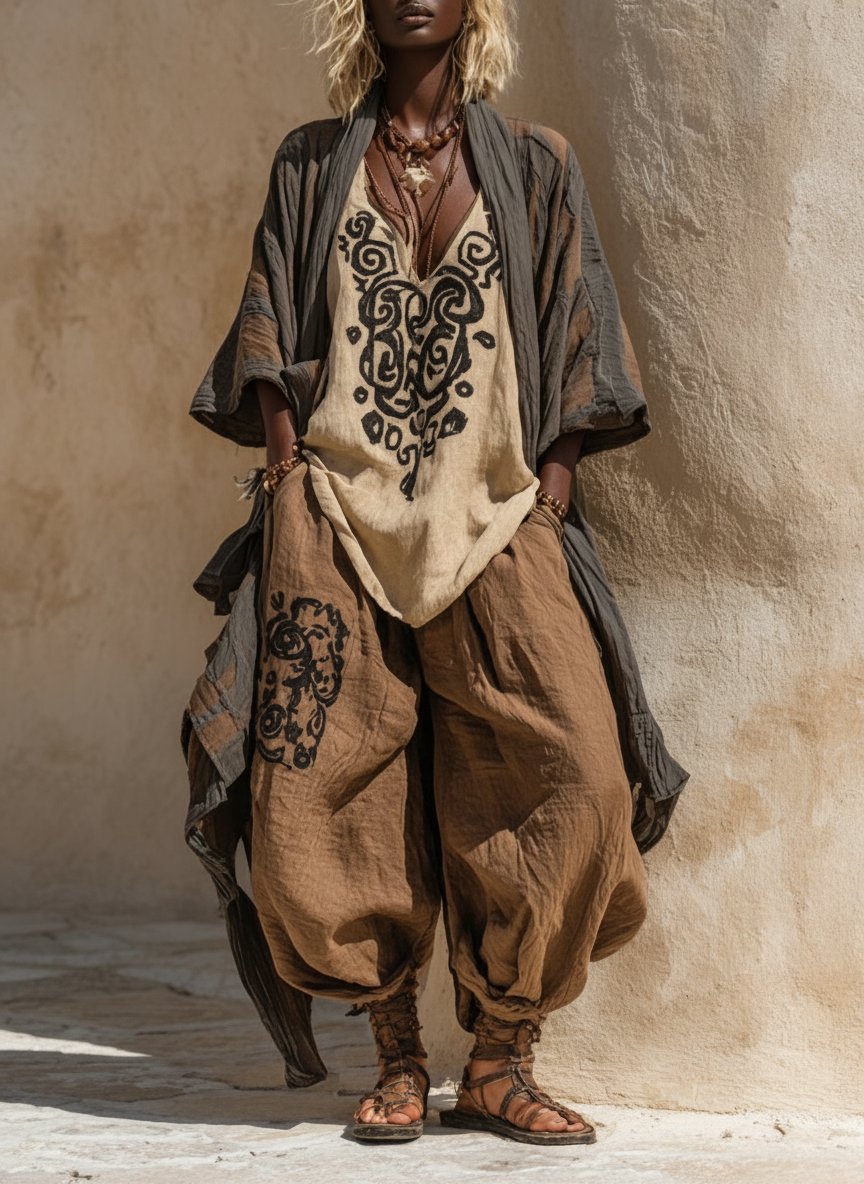 Margaret | Nomadic Bohemian Art Print Three-Piece Set Outfit