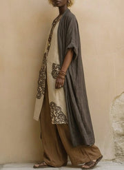 Sophie | Dark Gray & Brown Tribal Print Three-Piece Set