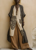 Sophie | Dark Gray & Brown Tribal Print Three-Piece Set
