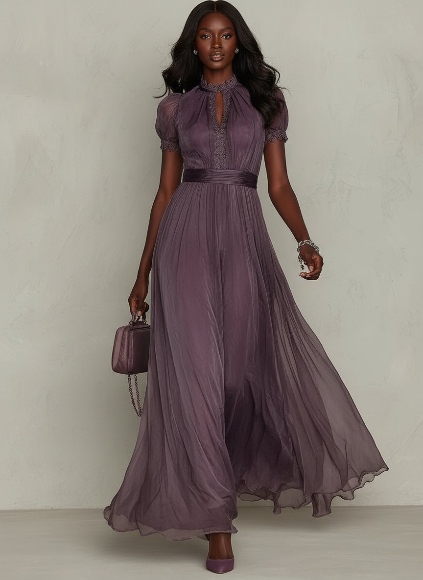 Ashley | Vintage Elegant Chiffon Maxi Dress