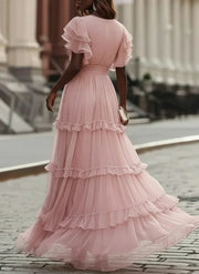 Zoe | Light Pink Elegant Wedding Maxi Dress