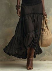 Susie | Bohemian High-necked Ruffled Lace Maxi Dress