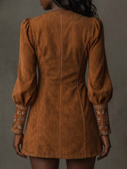 Shart Dress with Suede Effect