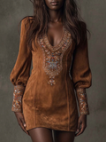Shart Dress with Suede Effect