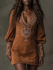Shart Dress with Suede Effect