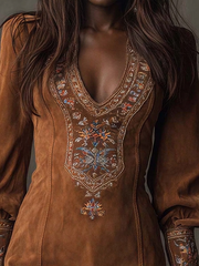 Shart Dress with Suede Effect